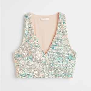 H&M Sequined Crop Top - NWOT